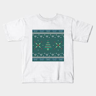 Ugly Christmas Sweater Pattern Kids T-Shirt